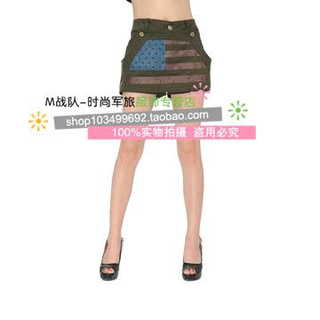 2013新款女装裤裙 夏季韩版迷彩短裤 裤裙特价促销