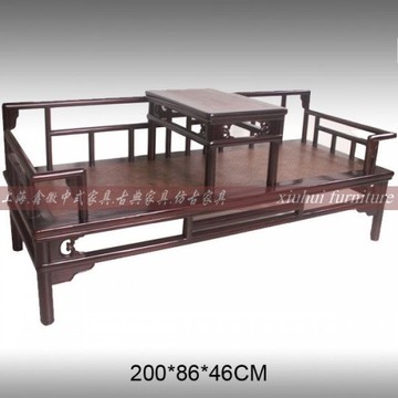 老榆木仿古家具罗汉床 沙发床上海新古典家具 新中式实木明清家具