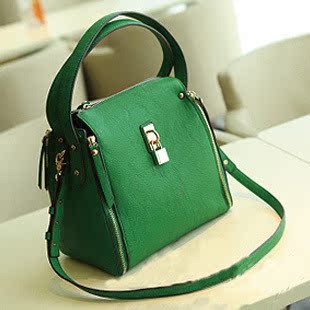新品包邮女包 糖果色手提包 女士包包 2013新款绿色锁扣包 邮边包