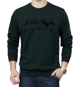Afs Jeep/战地吉普长袖T恤男圆领运动打底衫宽松休闲卫衣大码体恤