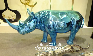 【星工产】铁艺动物雕塑 抽象摆件 电镀宝石蓝 酒店大厅落地摆设