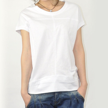 品牌女装韩版新款百搭白色宽松蝙蝠袖 布衣风格显瘦棉质短袖女t恤
