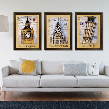 特价城市明信片伦敦巴黎纽约罗马标志建筑装饰画欧式美式客厅