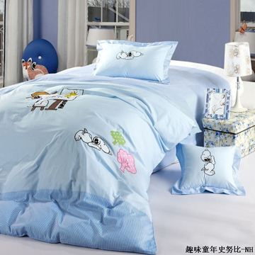 全棉1.2米单人学生床被套纯棉儿童床卡通绣花被罩150X200特价