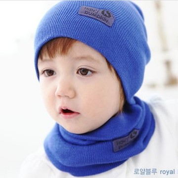 包邮糖果色儿童帽子围巾两件套韩版宝宝毛线帽婴儿针织帽冬天童帽