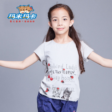 2015童装新款儿童短袖T恤夏装女童韩版t恤潮中大童打底衫上衣