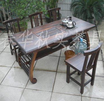 新款1.4米茶桌椅组合 仿古实木功夫茶艺桌 中式泡茶桌 茶台 套几