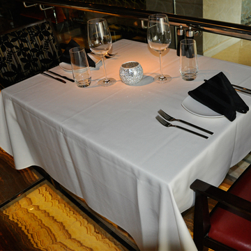 yeetex 全棉白色酒店桌布欧式纯色台布 方形西餐厅纯棉桌布定制