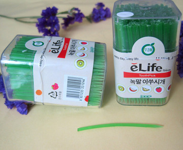 韩国植物牙签一次性◆淀粉环保降解 剔牙棒 300枚直针款G2