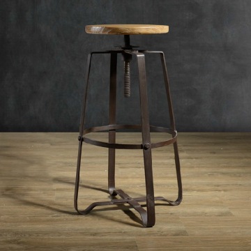 欧式铁艺仿古实木餐椅酒吧椅高脚凳咖啡馆休闲吧座椅可升降椅子