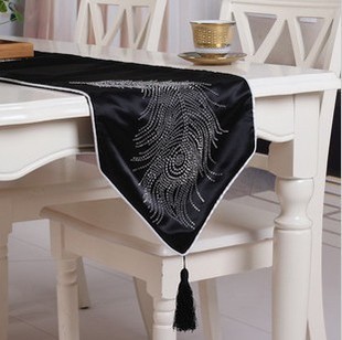 欧式古典奢华绝代艳羽水钻装饰餐桌旗 床旗 现代中式元素 可定做