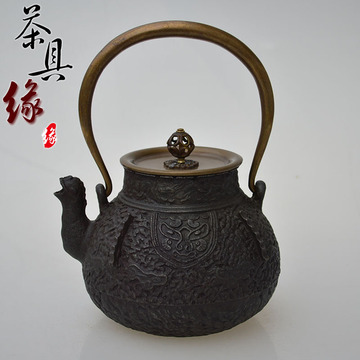 1.2L兽嘴铁壶 无涂层日本铸铁壶 老生铁壶 铜盖铜把铁茶壶 特价