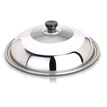 不锈钢锅盖 钢盖 可视可立盖 钢化玻璃组合盖 搪瓷锅盖 炒锅盖子