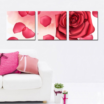 装饰画花卉卧室床头简约客厅沙发电视背景墙壁挂画三联无框画玫瑰