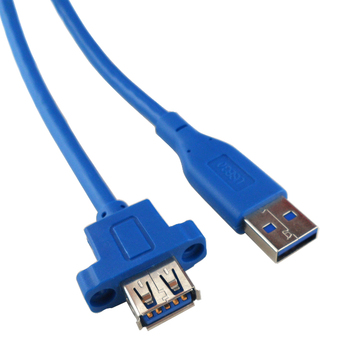 USB3.0延长线 USB3.0高速公对母带耳朵可锁面板 数据连接线