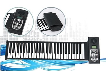 49键加厚专业版 手卷折叠电子钢琴延音颤音和弦 送电源+键贴