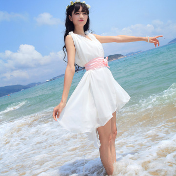 雪纺连衣裙子夏季中长款韩版夏天收腰显瘦女神气质沙滩仙女裙子潮