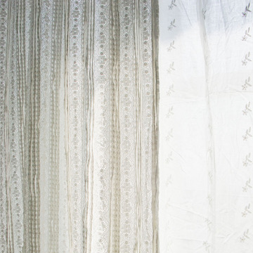 蕾丝窗帘成品100%全棉米白 可定制uivy设计师原创品牌正品包邮