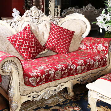 欧式巴洛克沙发垫可定做防滑沙发巾婚庆真皮沙发贵妃椅四季垫红色