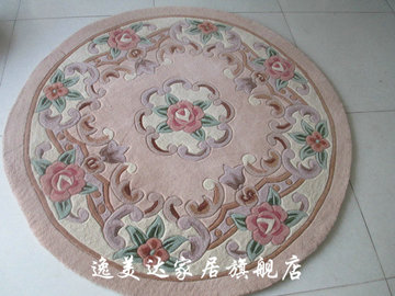 纯羊毛地毯定制定做加厚加密客厅茶几地毯欧式满铺圆形地毯Y1041