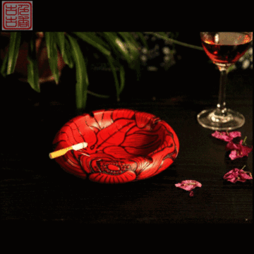 中式家居装饰品仿古工艺品摆件花影中国风特色礼品烟灰缸
