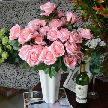仿真花玫瑰套装欧式假花玫瑰花家居客厅餐桌摆放装饰花瓶花艺绢花
