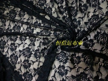 黑色玫瑰花立体花3D蕾丝花 网纱印花 多用途蕾丝花 服装DIY 面料