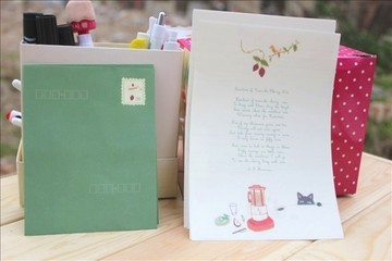 韩版信封信纸套装/纯色邮票信封信纸套装组合/韩国信纸十款