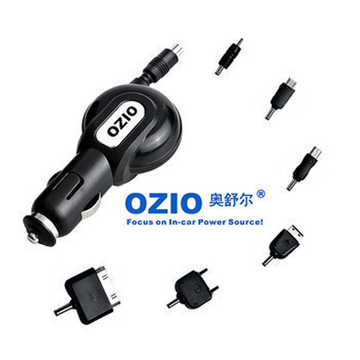 正品OZIO奥舒尔万能汽车手机充电器 车载充电器 伸缩线USB车充