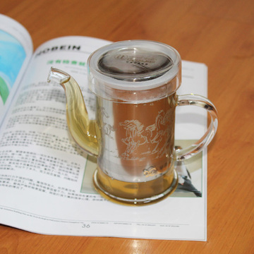 玉兰香 耐高温玻璃茶具 不锈钢过滤花茶壶 特价正品红茶泡250ml