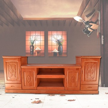 实木橡木电视柜影视柜地柜 喷漆 美式乡村简约现代 组合 南康家具