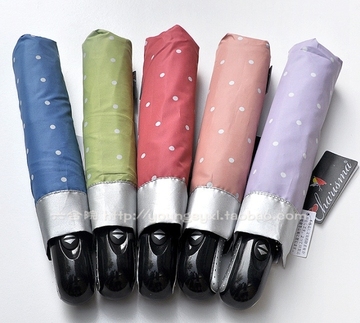 日单银胶点点折叠伞 防紫外线全自动三折伞晴雨伞遮阳伞