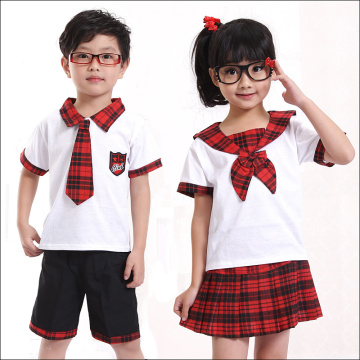 中小学生校服儿童夏季制服幼儿园红格园服男生英伦套装女童演出服
