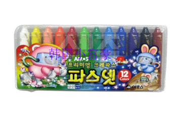 韩国婴幼儿专用AMOS无毒蜡笔12色口红式蜡笔环保水溶性儿童蜡笔