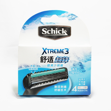 SchickXtreme舒适剃须刀片 超锋3手动刮胡替换刀头 4片装 4盒包邮