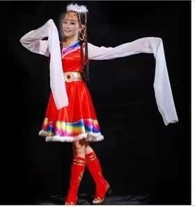 藏族舞蹈演出服装\\民族舞蹈服装\\藏族女装表演服七彩民族服装