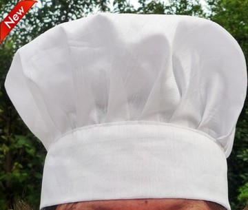 厨师工作帽酒店餐厅厨房男女服务员帽子涤纶白色无檐实拍厂家直销