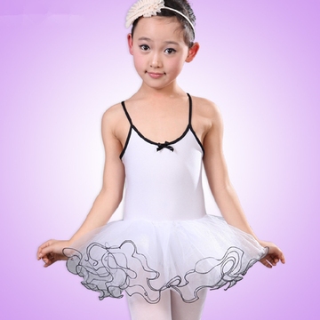 新款儿童芭蕾舞蹈服装女童练功纱裙夏季短袖纯棉幼儿吊带表演服饰