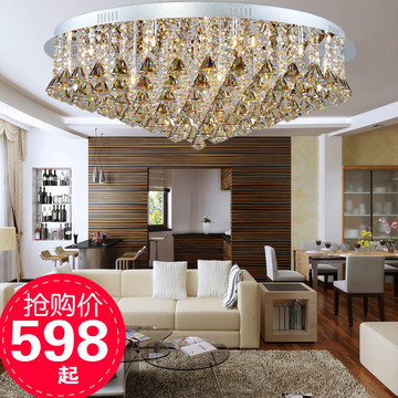 简约现代圆形水晶灯欧式大气奢华客厅卧室房间家居LED节能吸顶灯