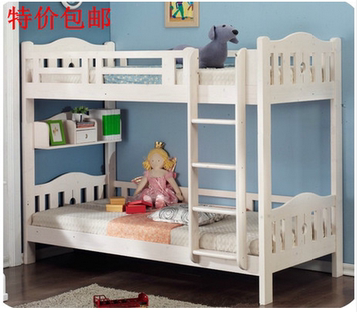 儿童床实木床上下铺床白色床单人床简约现代床特价床