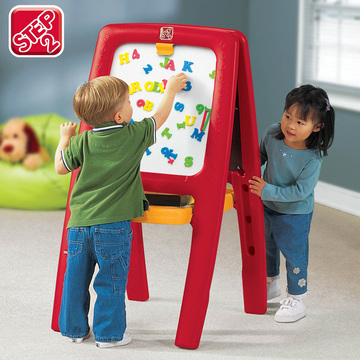 美国进口STEP2儿童支架式绘画架幼儿双面磁性黑白小画板孩子3岁宝