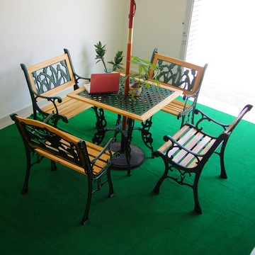厂家直销 田园风户外休闲椅5件套 阳台花园庭院铸铁公园桌椅组合