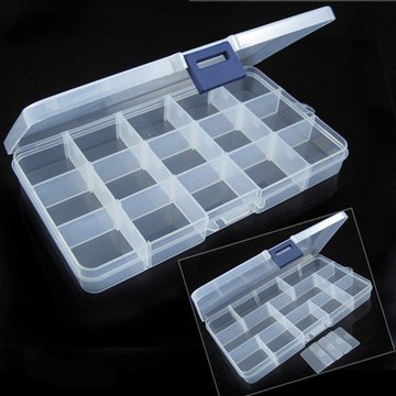 扣子收纳盒 10/15/24格透明塑料首饰品盒 纽扣整理盒 药丸盒子