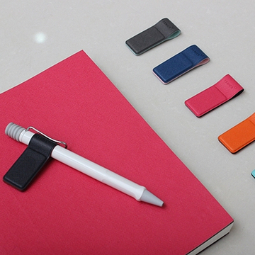韩国创意文具Fenice正品皮质笔插数码绑带书本分页磁力笔套蓝色