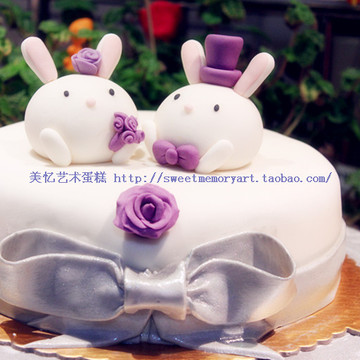 美忆艺术翻糖蛋糕高级定制创意礼物生日蛋糕婚庆兔杭州市免费配送