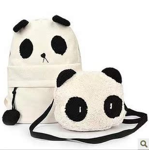 包邮韩版女包新款/休闲时尚可爱熊猫双肩包斜挎包书包学生包包潮