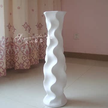 陶瓷大干花瓶 结婚客厅家居装饰品 白色现代简约摆设 落地包邮