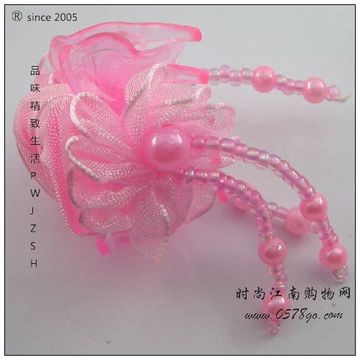 韩版流行儿童抓夹 发抓 萌系可爱款纱质流苏美丽花抓夹 发夹 粉红