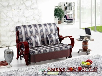 特价多功能沙发床 实木扶手 折叠床 可拆洗 双人1.2米/1.5米包邮