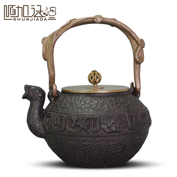顺加达 兽嘴老铁壶 生铁茶壶铸铁壶 纯手工日本铁壶南部铁器铜盖